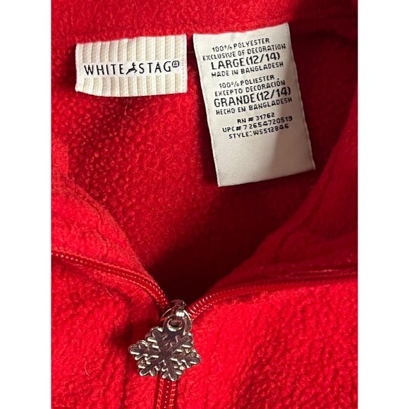 White Stag Women Large Red Christmas Fleece Pullover With Stocking Embroidery 1/ - Picture 14 of 15